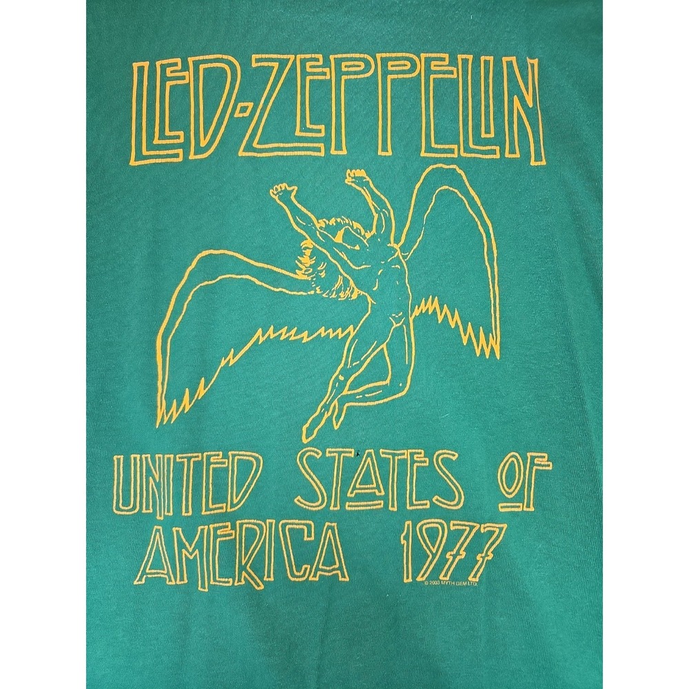 Led Zeppelin - "United States Of America - 1977" - 2003 Green Shirt 2XL